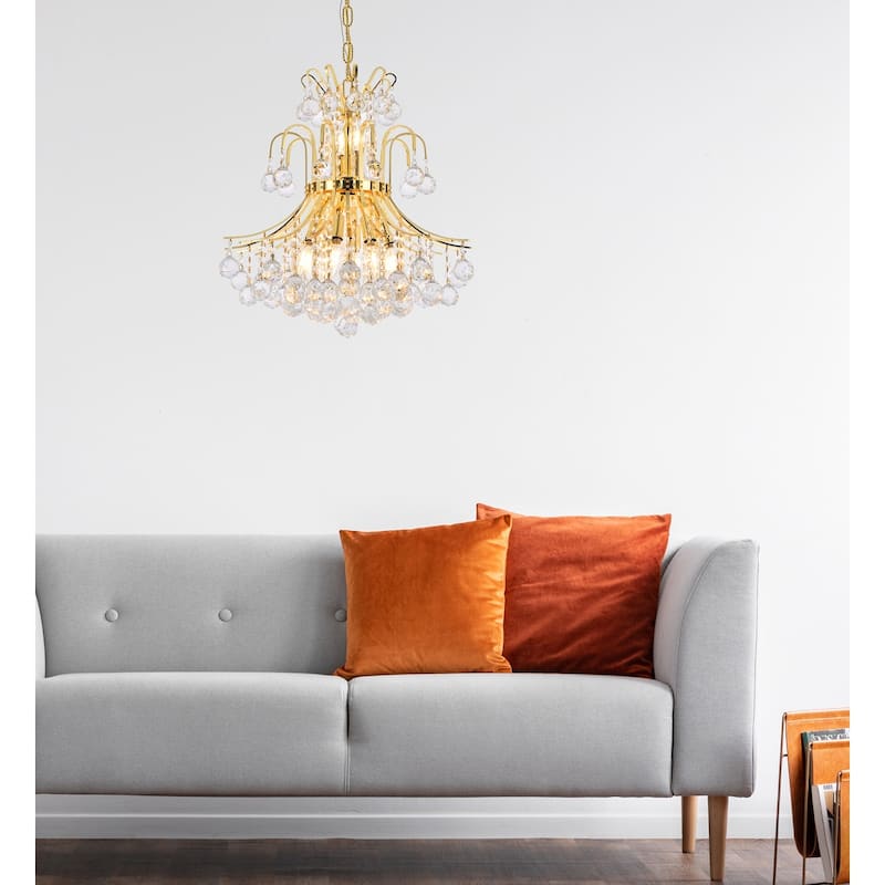 Elegant Lighting Gold 19-inch Royal-cut Crystal Clear Hanging 10-light Chandelier
