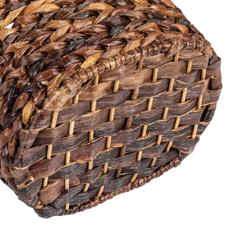 Braided Oval Toilet Paper Basket with Wood Bar