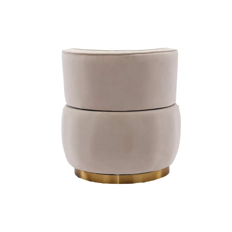 Beige 25.2" Upholstered 360° Swivel Barrel Chair