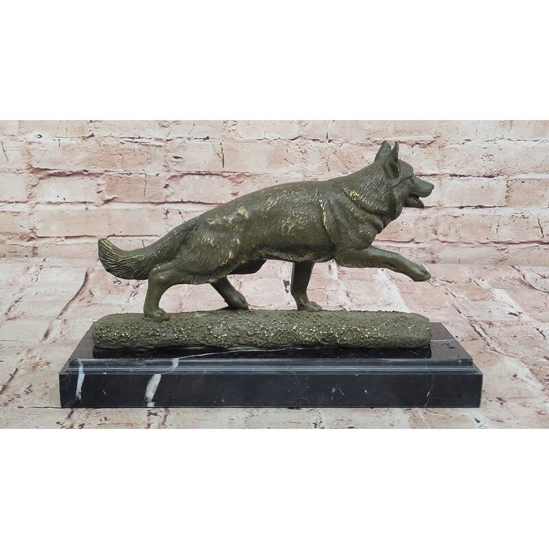 Bronze German Shepherd Statue – Guard Dog Sculpture Decor