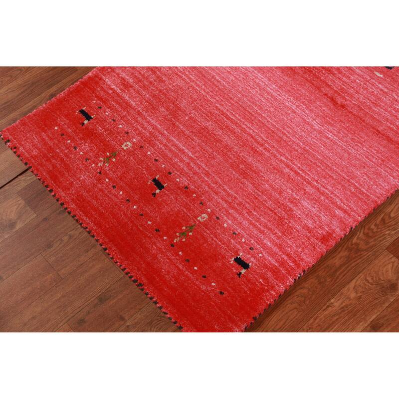 Striped Gabbeh Indian Runner Rug Handmade Wool Carpet - 2'6" x 10'0"