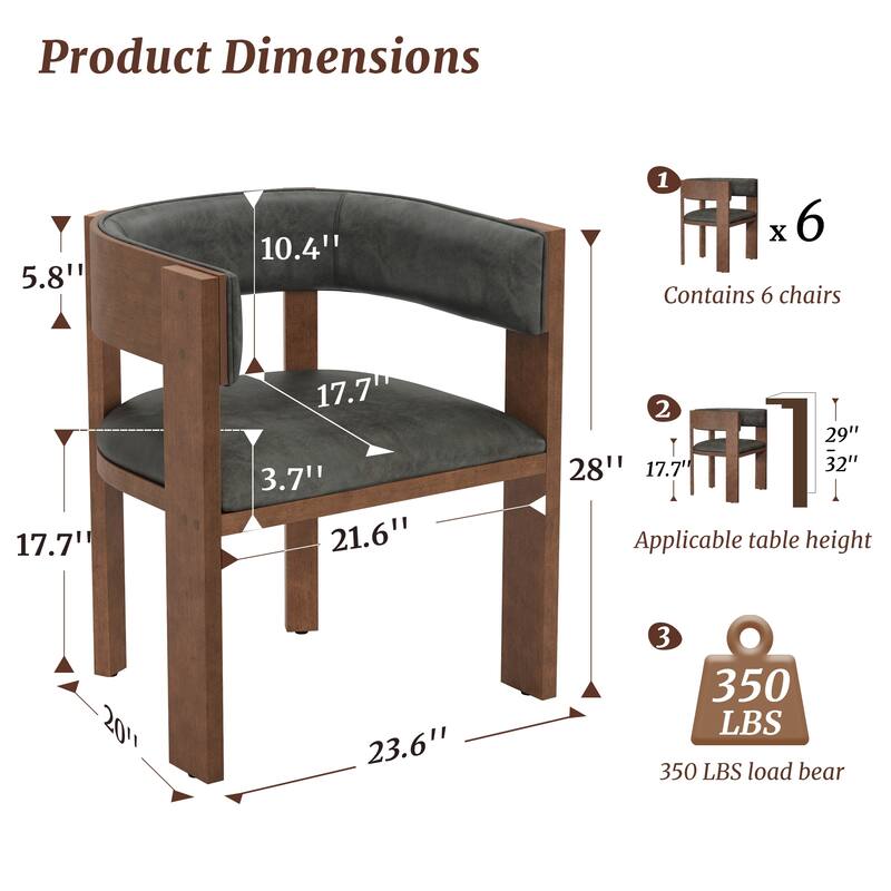 Modern Wooden Dining Chairs Set of 2/4/6 Upholstered Round Dining Chairs Kitchen and Dining Room Chairs with Arm and Backrest