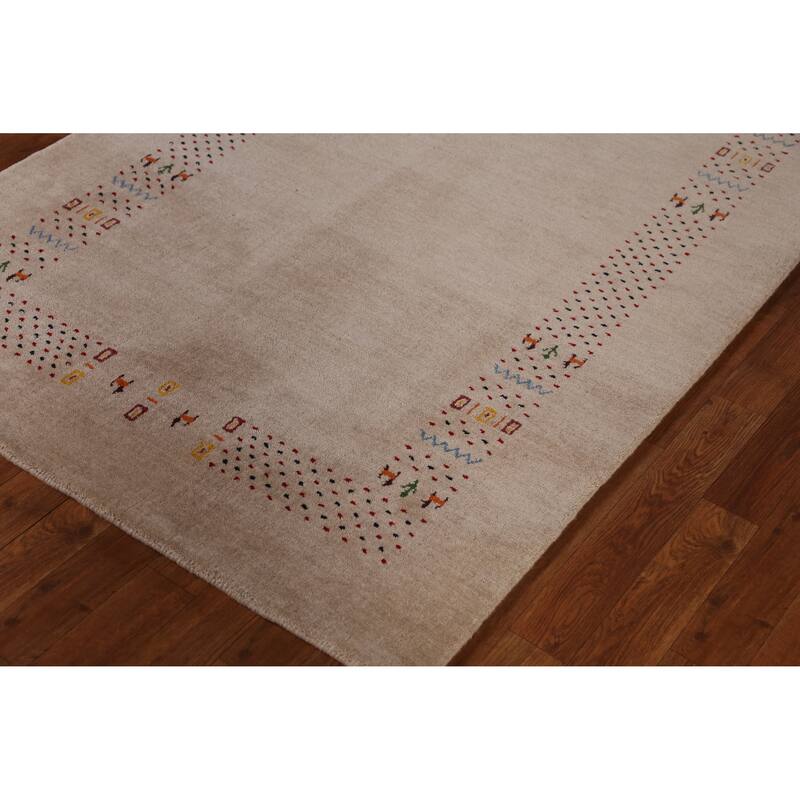 Camel Tribal Gabbeh Indian Rug Hand-Knotted Wool Carpet - 3'10" x 5'8"