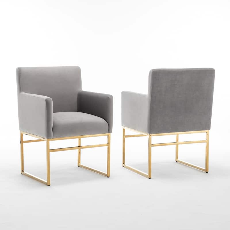 SEYNAR Modern Velvet Accent Arm Dining Chair Set of 2 with Metal Legs