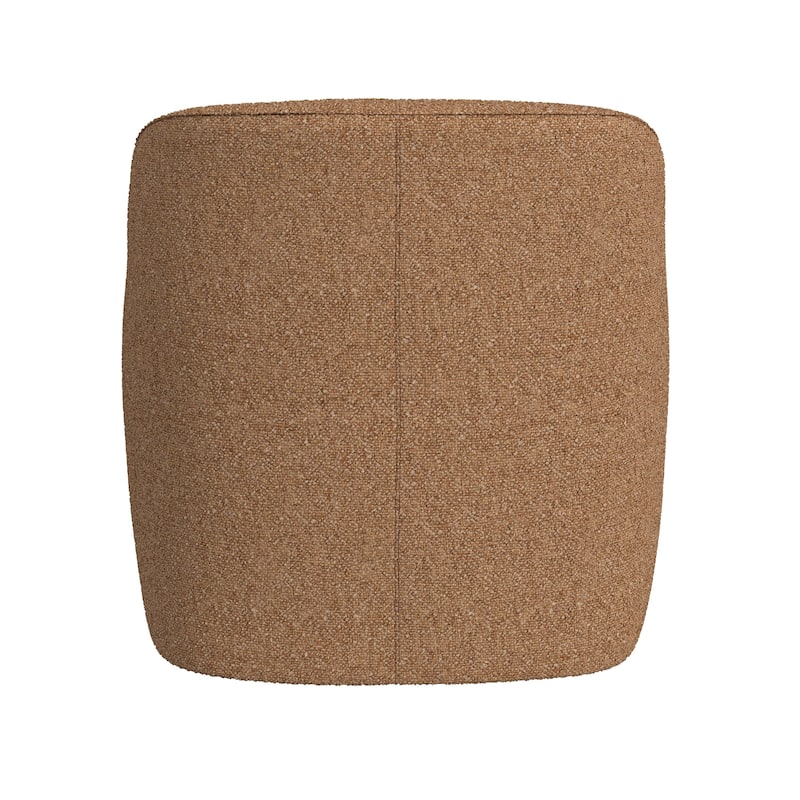 Kopi Swivel Accent Club Chair, Light Tan Brown Boucle, Curved Backrest