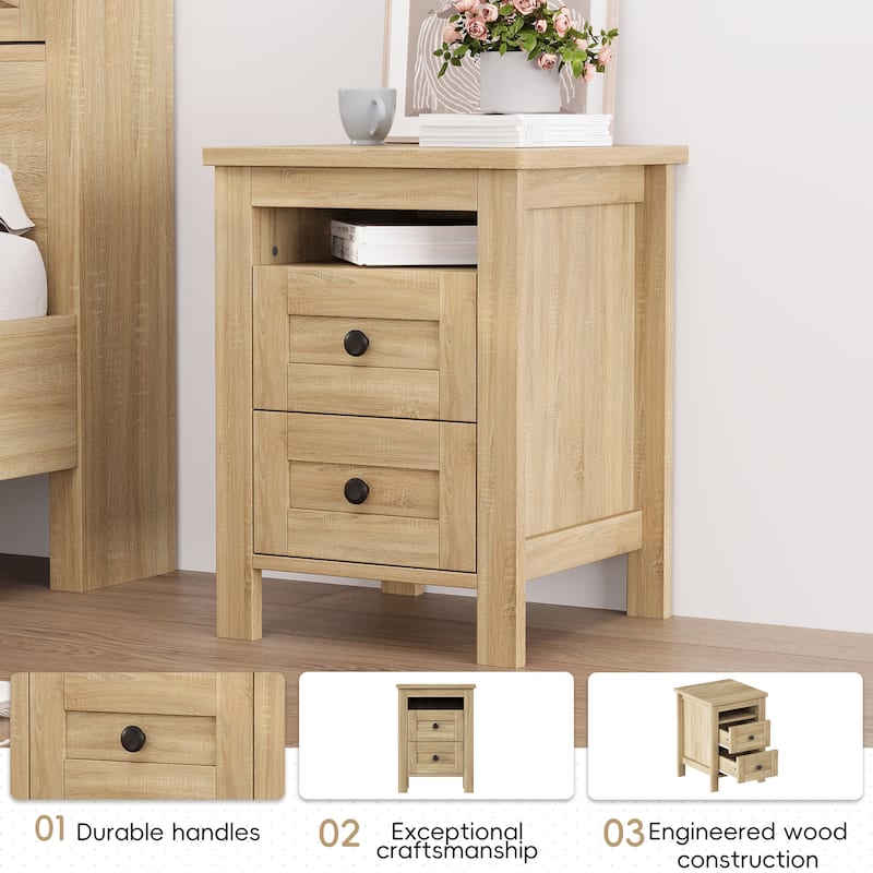 Full / Queen 3-Piece Bedroom Set with Platform Bed Storage Headboard USB Charging Nightstand and Dresser