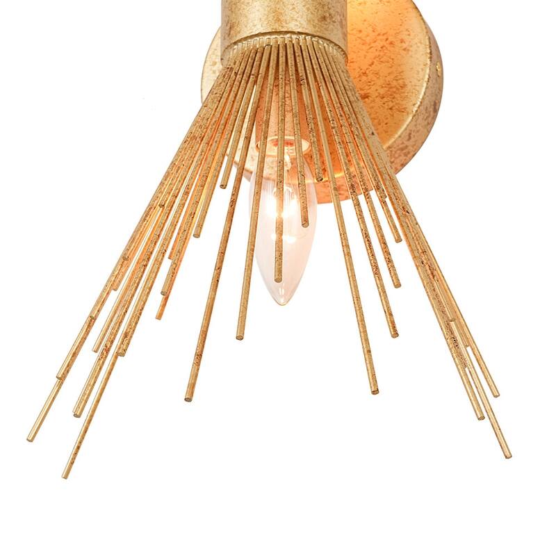 Glam 2-Light Up Down Distressed Gold Starburst Vanity Wall Sconce