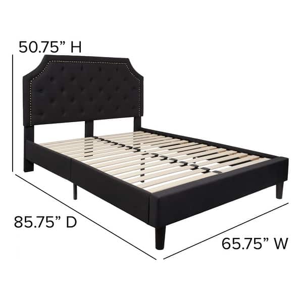 dimension image slide 16 of 20, Tufted Platform Bed with 10 Inch Pocket Spring Mattress