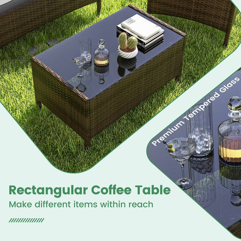 Costway 4 PCS Patio Furniture Set with Washable Cushions and Tempered - See Details