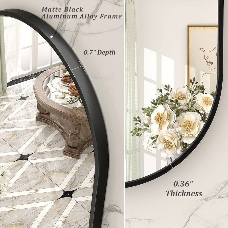 5-Year Warranty Aluminum Alloy Framed French Cleat Mounted Oval Wall Decor Bathroom Vanity Mirror