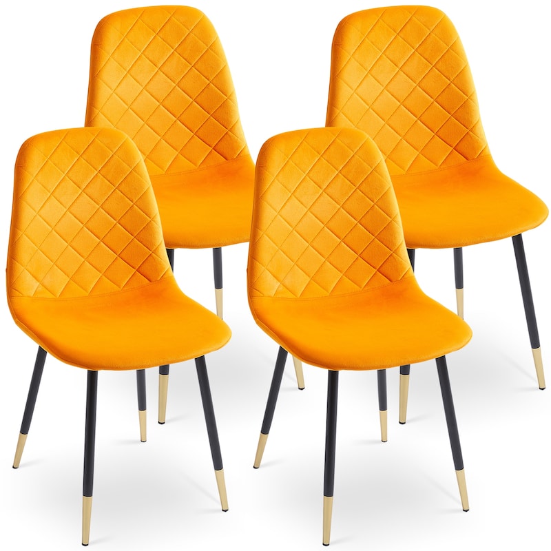 Tufted Accent Chairs with Golden Color Metal Legs