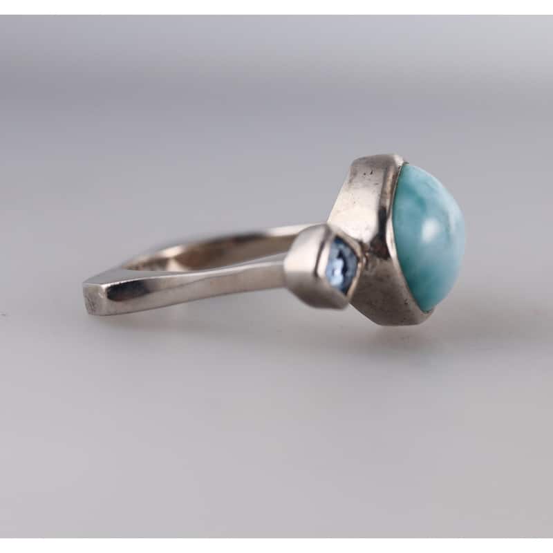 Marahlago Sterling Silver Larimar Blue Topaz Ring
