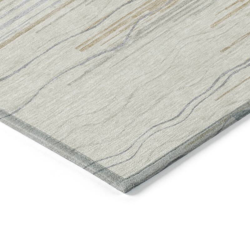 Machine Washable Indoor/ Outdoor Modern Stripe Chantille Rug