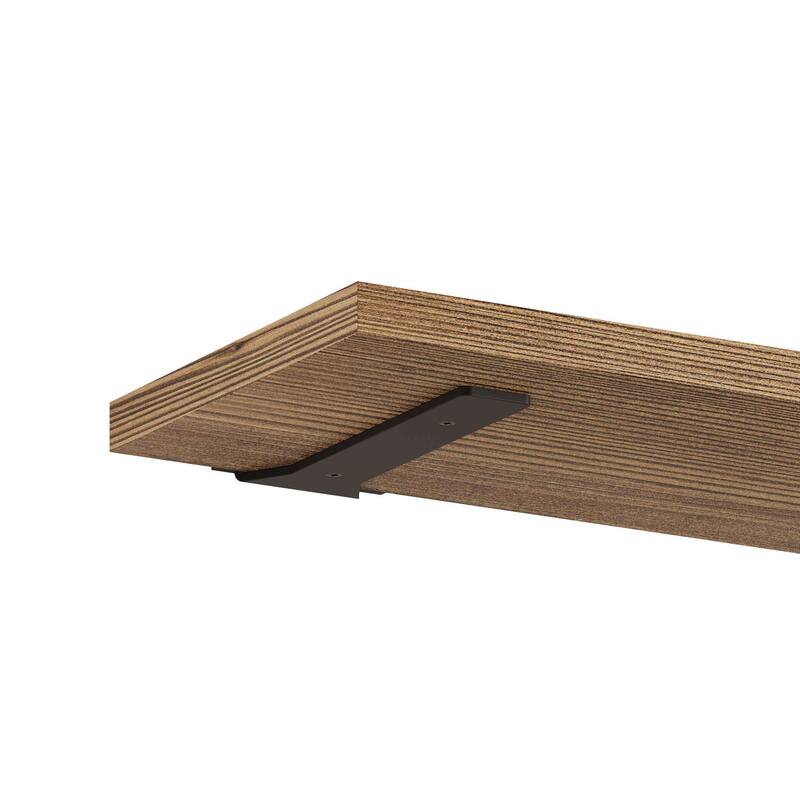 Wallniture Palm 60 Inch Long Floating Shelf for Wall, Kitchen and Living Room Decor, Bookshelf, Home Organization, Burnt, 2 Pcs