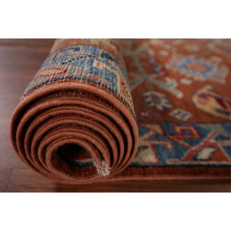 Kazak Oriental Runner Rug Handmade Traditional Orange Wool Carpet - 2'5" x 9'8"