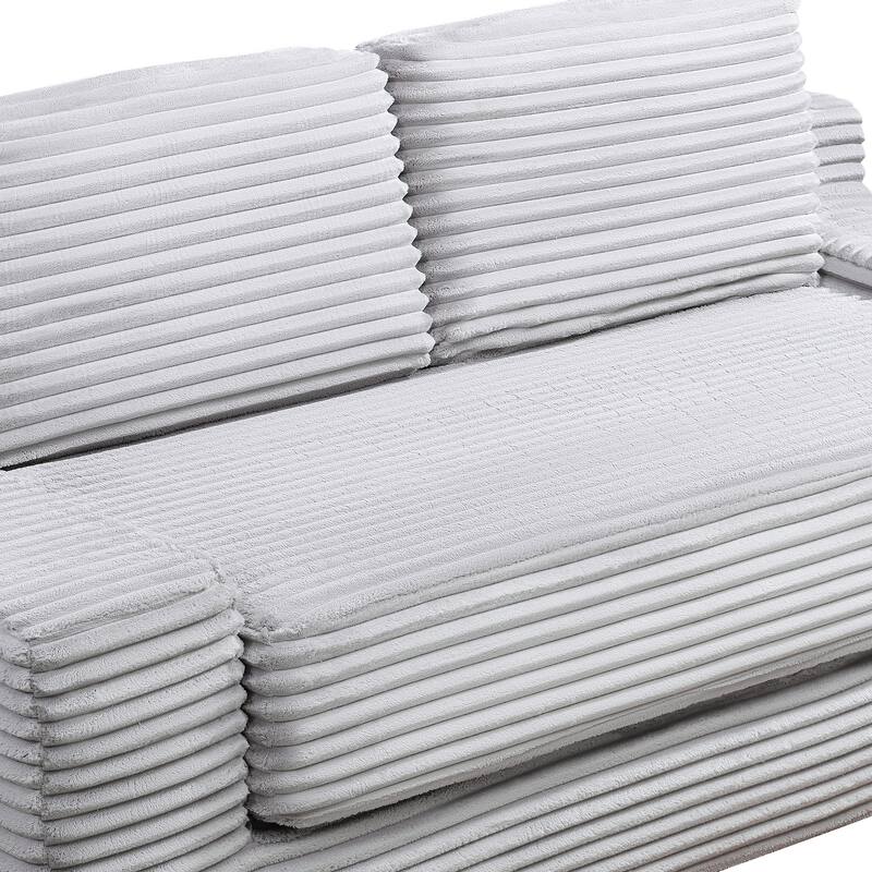 Corduroy Sleeper Couch, 2-in-1 Convertible Floor Sofa Bed, Memory Foam Boneless Loveseat with Side Pockets for Living Room