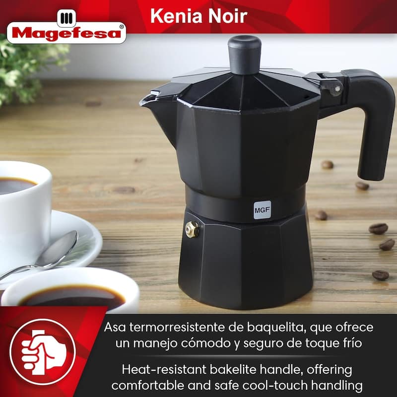 Magefesa Kenia Noir Aluminum Stovetop Espresso Maker