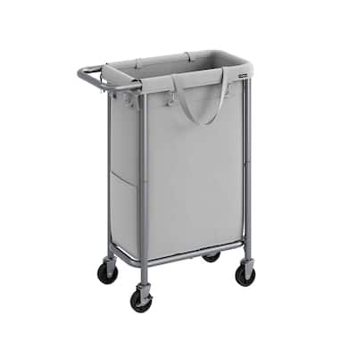 Narrow Rolling Laundry Bin with Brake Wheels Tall Hamper with Tear-Resistant Removable Bag - 90L (24.4 x 11.4 x 31.8 Inches)