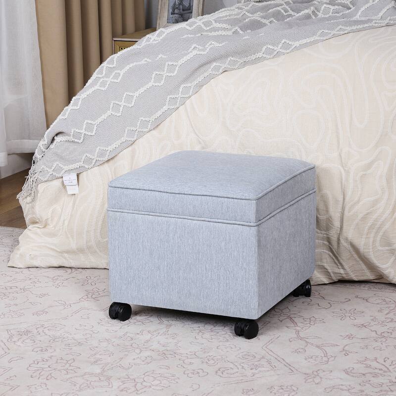 Adeco Square Storage Ottoman 17 inch Footstool