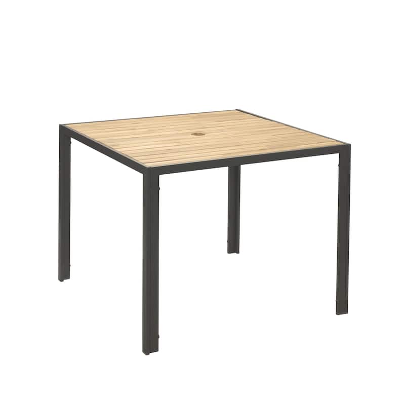 Modern 5-Piece Outdoor Patio Dining Set Acacia Wood Table and PE Rattan Chairs for Garden Furniture