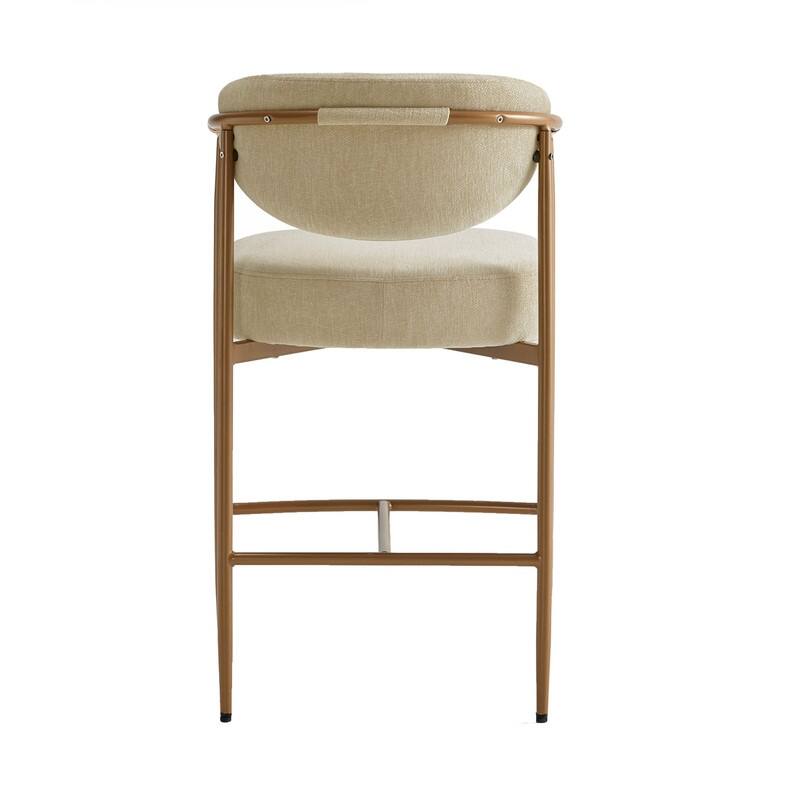 Spruce & Spring Modern Counter Stool with Gold Metal Frame and Woven Strap Arm