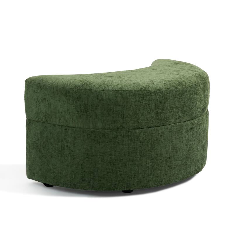41" W Oversized Accent Barrel Swivel Chair with Moon Storage Ottoman