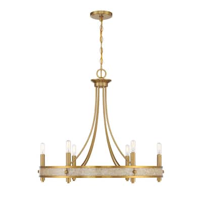 Warm Brass Six Light Chandelier from the Camden Collection