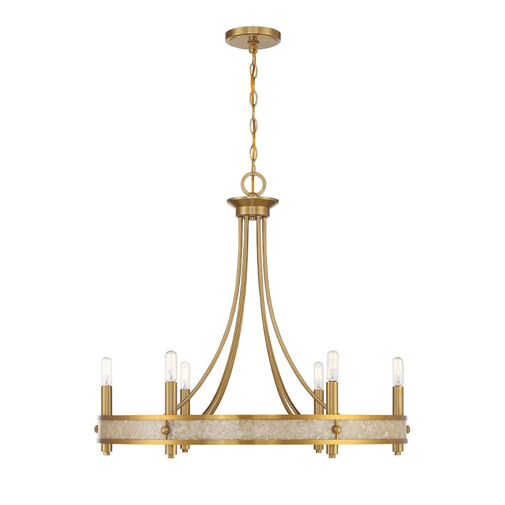Warm Brass Six Light Chandelier from the Camden Collection