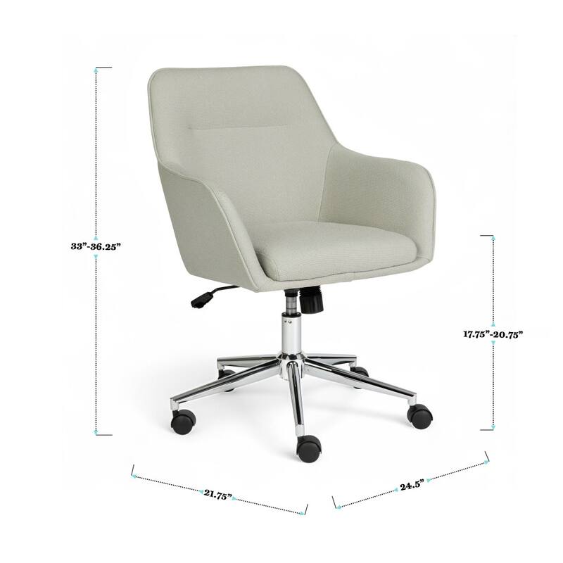 Martha Stewart Rayna Upholstered Swivel Office Chair with Metal Frame