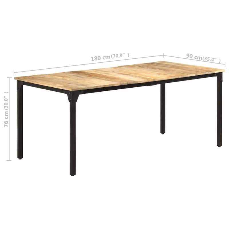 vidaXL Dining Table 70.9"x35.4"x29.9" Rough Mango Wood