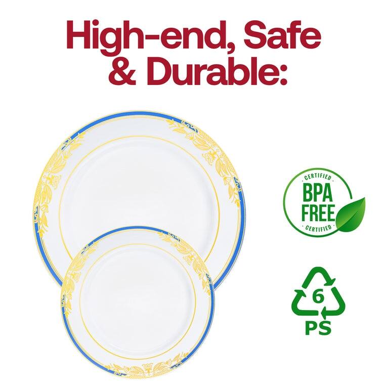 Gold Harmony Rim Disposable Plastic Plate Packs - Party Supplies