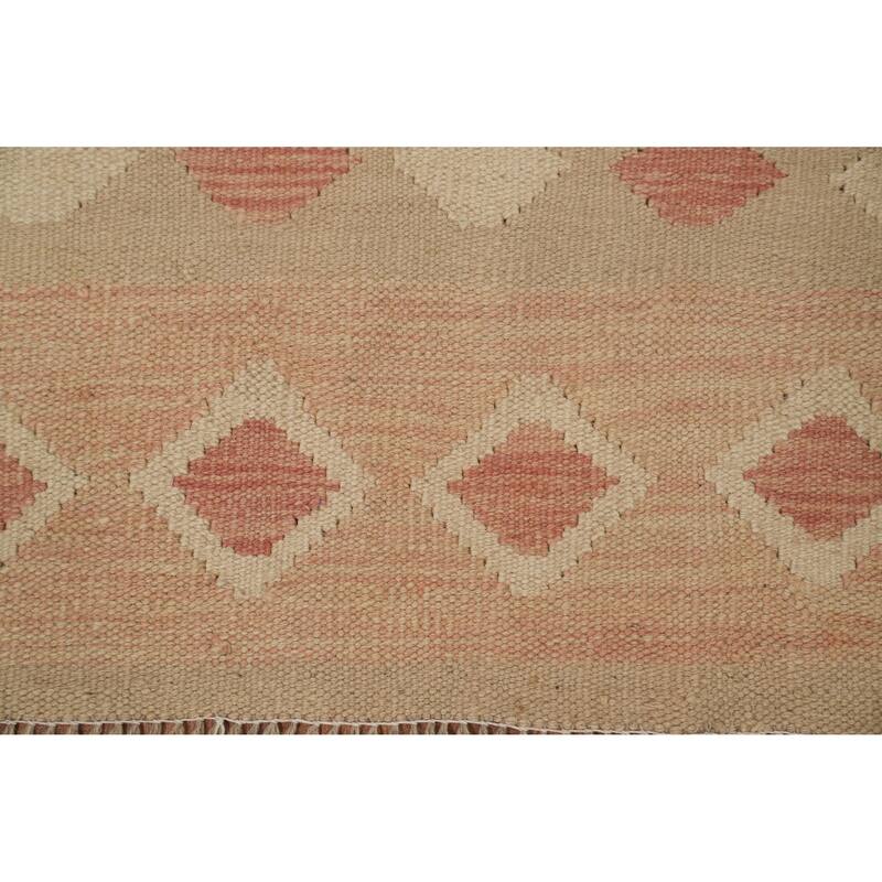 Hand Woven Southwestern Wool Beige Geometric Area Rug - 5' 8'' X 4' 1''