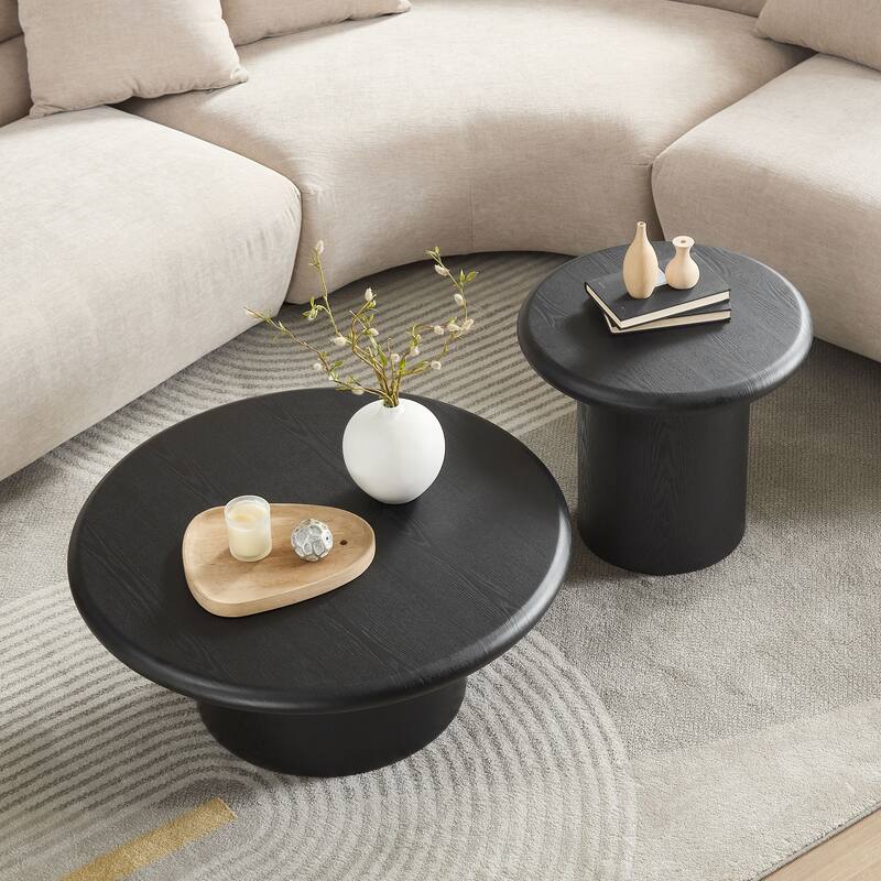2-Piece Modern Round Coffee Table Set