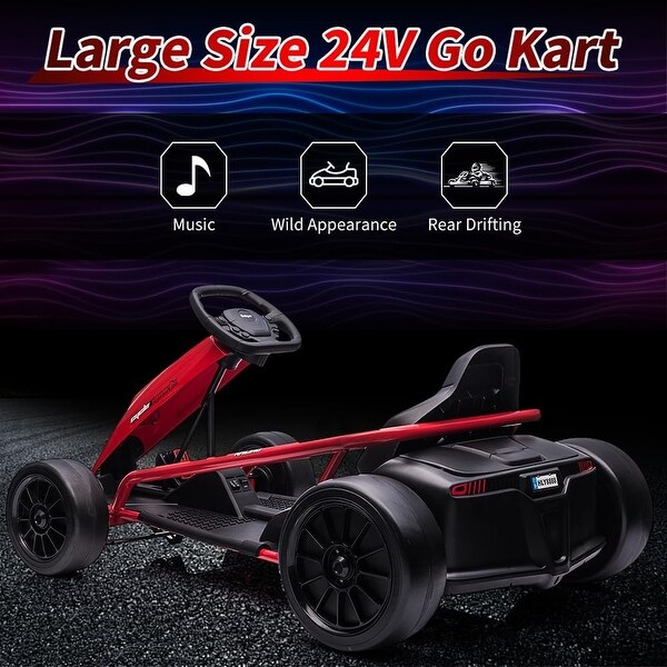24V Kids Go Kart for Teens, Featuring Dual 300W Motors, 9Ah