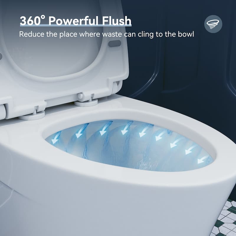HOROW One-Piece 12 in. Rough In 1.1/1.6 GPF Dual Flush Elongated Toilet in White with Skirted Trap Way Seat Included