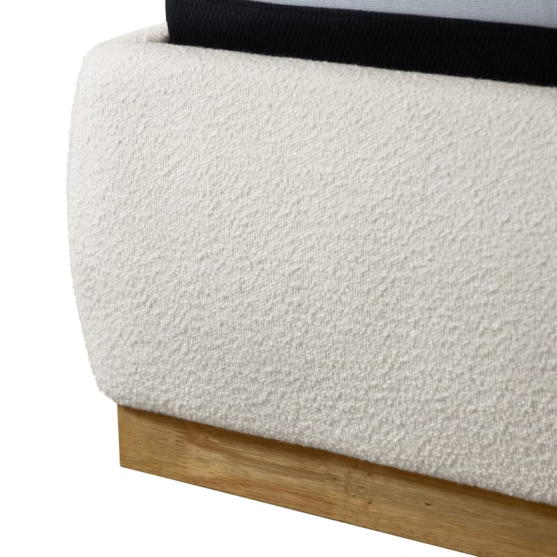 Furniture of America Zevi Modern White Boucle Upholstered Platform Bed