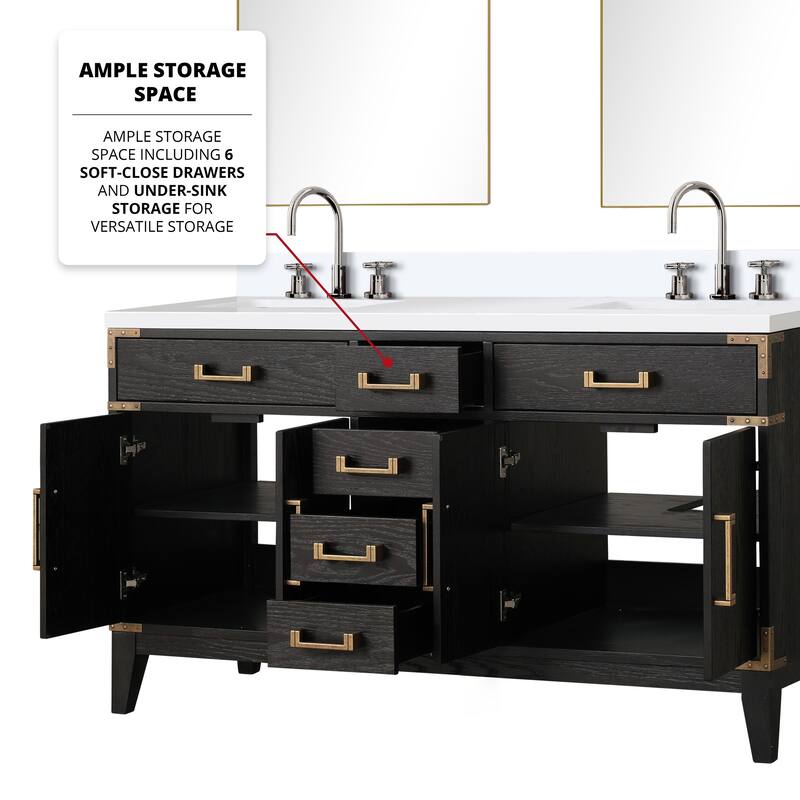 Laurel 60 in W x 22 in D Black Oak Double Bath Vanity and Cultured Marble Top