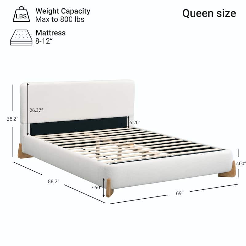 Elegant Boucle Upholstered Bed - A Luxurious & Comfortable Bedroom Centerpiece