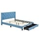 preview thumbnail 16 of 17, Queen Size Upholstered Platform Bed, with Button Tufted Upholstered Headboard and 2 Drawers,