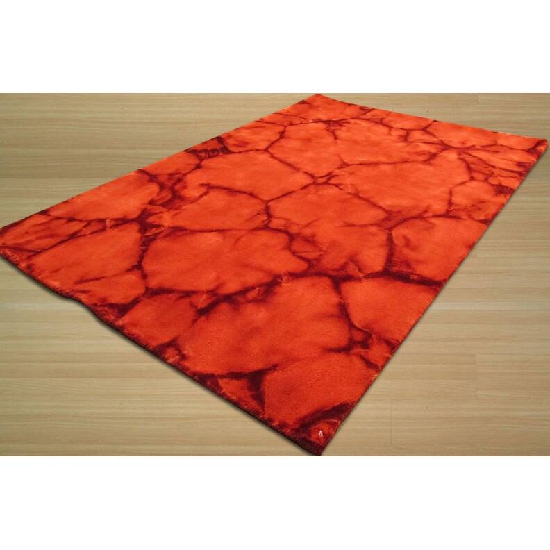 Red Contemporary Abstract Dip Dyed Area Rug