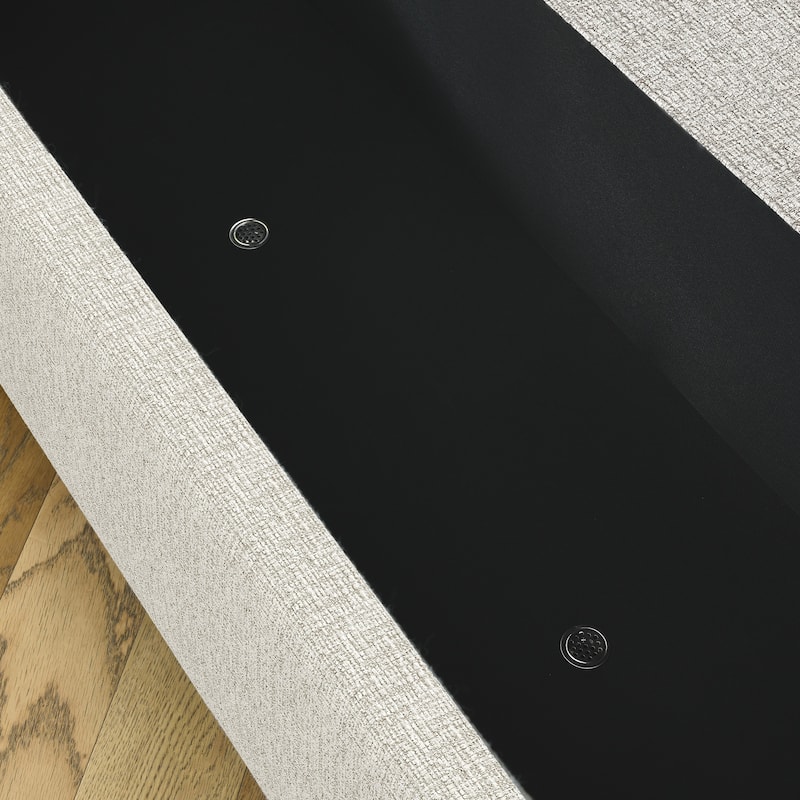 Linen Fabric Upholstered Bench with Large Storage Space for the Living Room, Entryway and Bedroom,Beige stripe