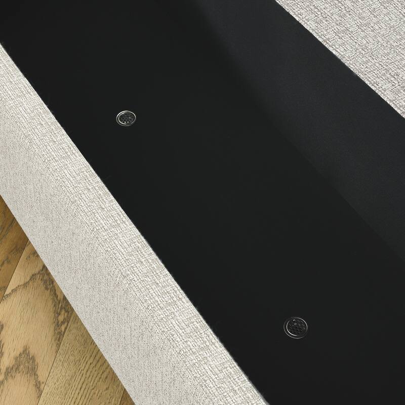 Oval Storage Bench Linen Upholstered Entryway Bench Ottoman Bench