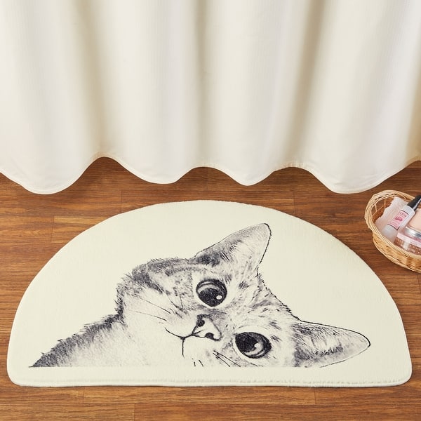 Collections Etc Adorable Cat Slice-Shaped Skid-Resistant Bath Mat, Size: 4
