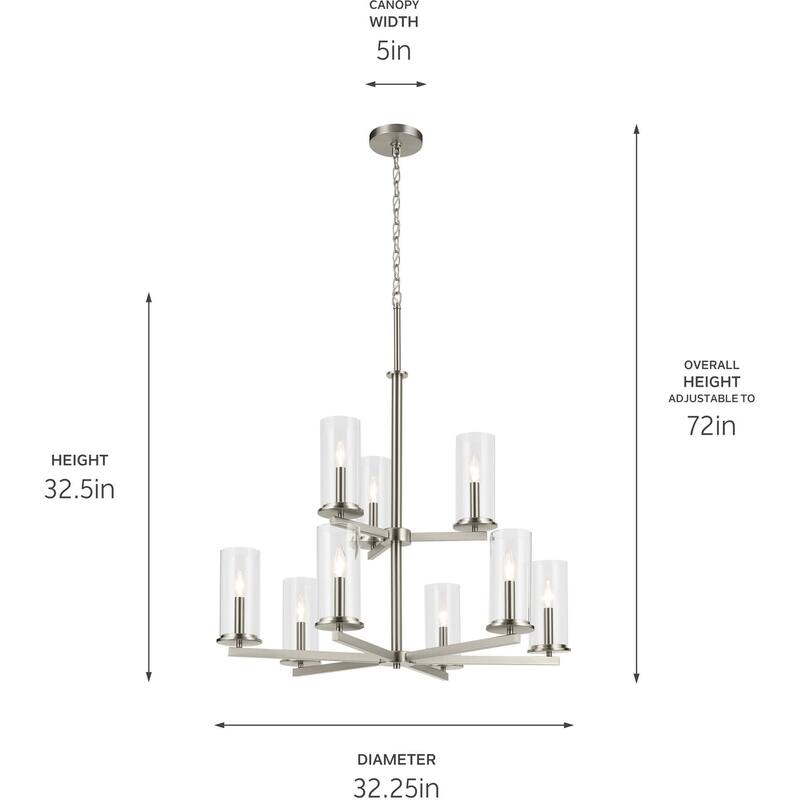 Kichler 44014 Crosby 9 Light 33" Wide Taper Candle Chandelier