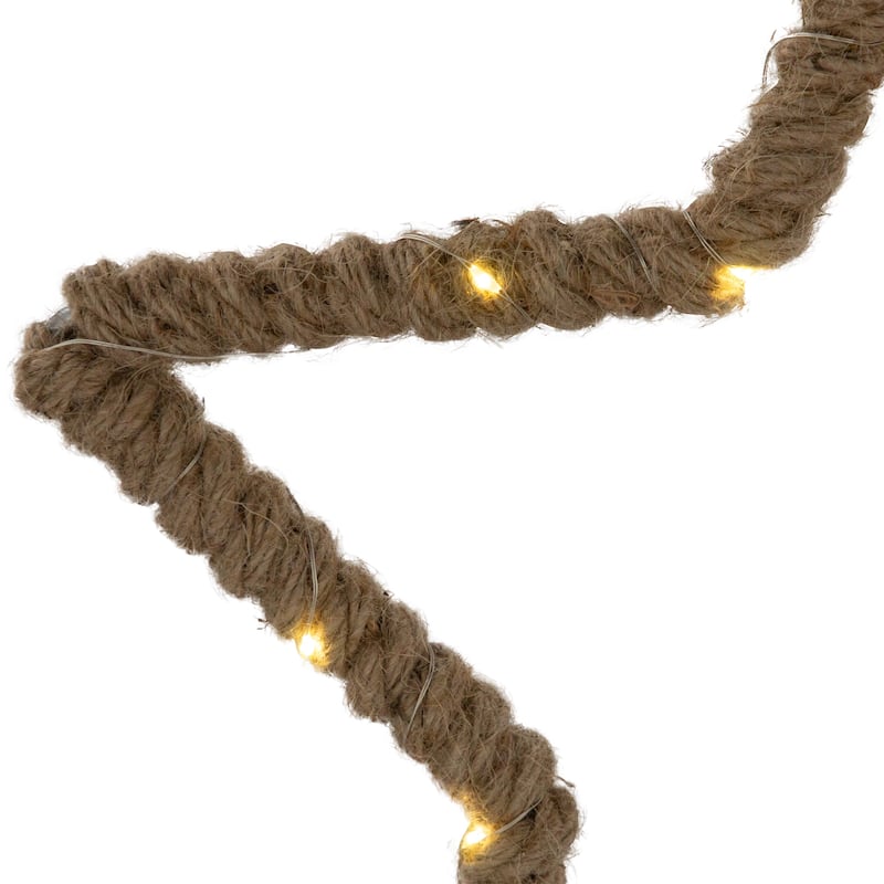 Lighted Jute Wrapped Star Silhouette Christmas Hanging Decoration - 11.5"
