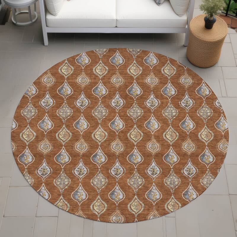 Machine Washable Indoor/ Outdoor Casual Greenwood Chantille Rug - Paprika - 8' x 8'