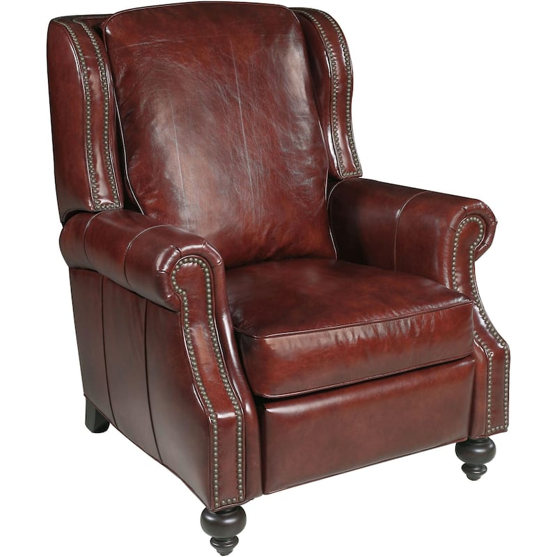 Hooker Furniture 34 Inch Wide Leather Recliner from the Drake - Balmoral Cornwall Red