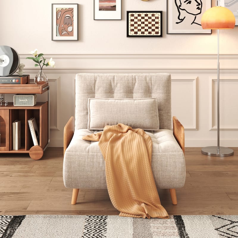 JASIWAY Modern Upholstered Sofa Bed, Beige - 37" - Wood