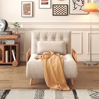 JASIWAY Modern Upholstered Sofa Bed, Beige