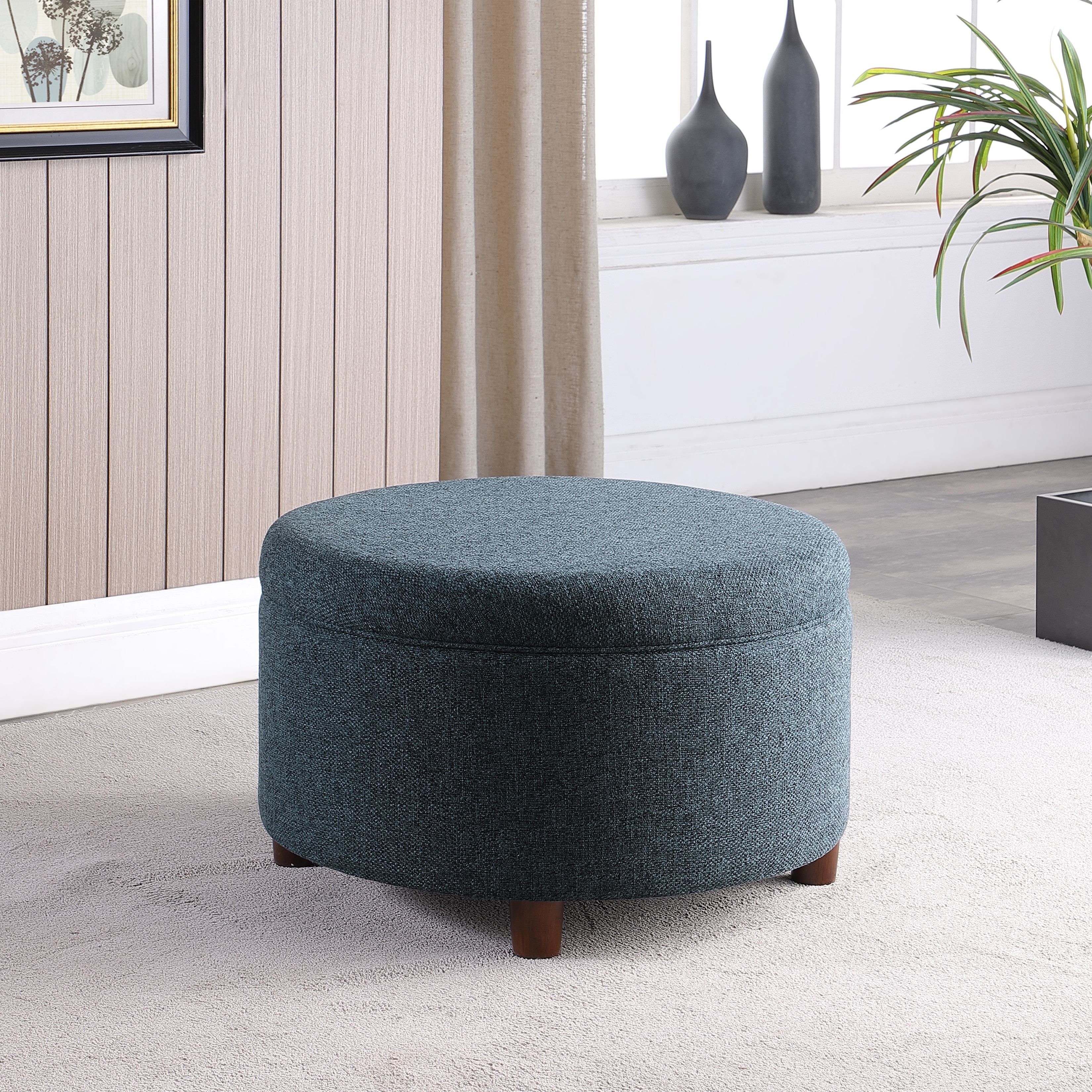 HomePop Large Round Storage Ottoman